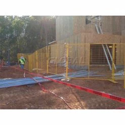 Jewett-Cameron Perimeter Patrol™ Welded Wire Yellow Powder Coat Fence - 7'6"Wx6'H 12 Panel Kit -Insulation Sales Store 443102 02 4