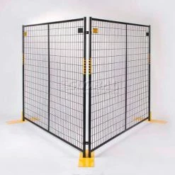 Jewett-Cameron Perimeter Patrol™ Welded Wire Black Powder Coat Fence - 7'6"Wx6'H 12 Panel Kit