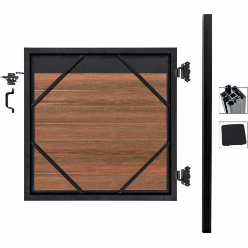 Infinity Euro Estate 4'W x 4'H King Cedar Aluminum/Composite Adjustable Single Fence Gate Kit - IN GROUND ONLY 3 Infinity Euro Estate 4'W x 4'H King Cedar Aluminum/Composite Adjustable Single Fence Gate Kit - IN GROUND ONLY - Image 3
