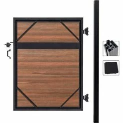 Infinity Euro Estate 4'W x 6'H King Cedar Aluminum/Composite Adjustable Single Fence Gate Kit - IN GROUND ONLY -Insulation Sales Store EF ET1216 SILO BACK