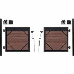 Infinity Euro Estate 10'W x 4'H Black Rose Aluminum/Composite Adjustable Double Fence Gate Kit- IN GROUND ONLY -Insulation Sales Store EF ET2224 SILO BACK