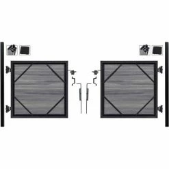 Infinity Euro Full Composite 10'Wx4'H Oxford Gy Aluminum/Composite Adj Fence Double Gate Kit- IN GROUND ONLY -Insulation Sales Store EF UT2204 SILO BACK