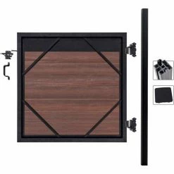 Infinity Euro Estate 4'W x 4'H Black Rose Aluminum/Composite Adjustable Single Fence Gate Kit - IN GROUND ONLY -Insulation Sales Store EFET1224SILOBACK