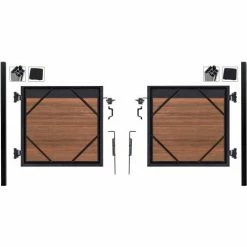 Infinity Euro Estate 10'W x 4'H King Cedar Aluminum/Composite Adjustable Double Fence Gate Kit- IN GROUND ONLY -Insulation Sales Store EFET2214SILOBACK