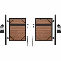 Infinity Euro Estate 10'W x 6'H King Cedar Aluminum/Composite Adjustable Fence Double Gate Kit -IN GROUND ONLY -Insulation Sales Store EFET2216SILOBACK