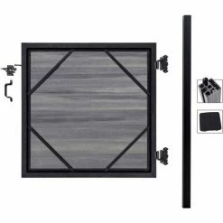 Infinity Euro Full Composite 4'W x 4'H Oxford Grey Aluminum/CompositeAdjustable Single Gate Kit-IN GROUND ONLY -Insulation Sales Store EFUT1204SILOBACK
