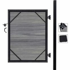 Infinity Euro Full Composite 4'Wx6'H Oxford Grey Aluminum/Composite Adjustable Single Gate Kit-IN GROUND ONLY -Insulation Sales Store EFUT1206SILOBACK