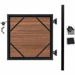 Infinity Euro Full Composite 4'W x 4'H King Cedar Aluminum/CompositeAdjustable Single Gate Kit-IN GROUND ONLY -Insulation Sales Store EFUT1214SILOBACK