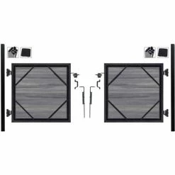 Infinity Euro Full Composite 10'Wx4'H Oxford Gy Aluminum/Composite Adj Fence Double Gate Kit -IN GROUND ONLY -Insulation Sales Store EFUT2206SILOBACK