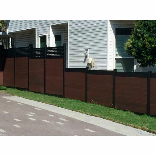 Infinity Euro Estate 6'W x 4'H Oxford Grey Aluminum/Composite Horizontal Fence - Starter Section-SURFACE MOUNT 9 Infinity Euro Estate 6'W x 4'H Oxford Grey Aluminum/Composite Horizontal Fence - Starter Section-SURFACE MOUNT - Image 9