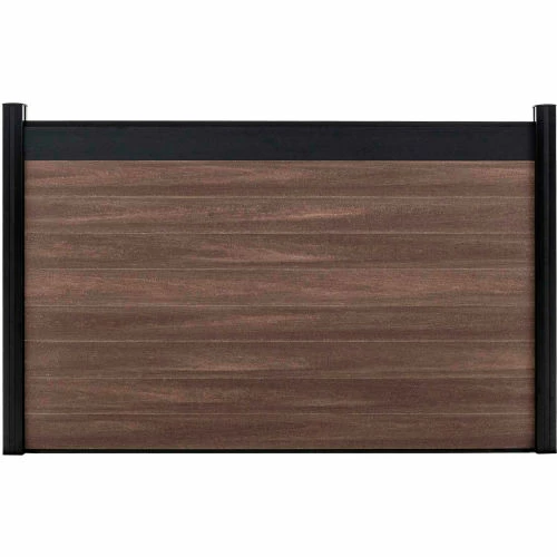 Infinity Euro Estate 6'W x 4'H King Cedar Aluminum/Composite Horizontal Fence Starter Section- IN GROUND 2 Infinity Euro Estate 6'W x 4'H King Cedar Aluminum/Composite Horizontal Fence Starter Section- IN GROUND - Image 2