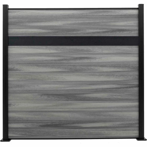 Infinity Euro Estate 6'W x 6'H Oxford Grey Aluminum/Composite Horizontal Fence - Starter Section-SURFACE MOUNT 2 Infinity Euro Estate 6'W x 6'H Oxford Grey Aluminum/Composite Horizontal Fence - Starter Section-SURFACE MOUNT - Image 2