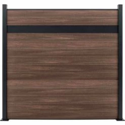 Infinity Euro Estate 6'W x 6'H King Cedar Aluminum/Composite Horizontal Fence - Starter Section-SURFACE MOUNT