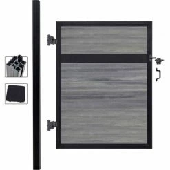 Infinity Euro Estate 4'W x 6'H Oxford Grey Aluminum/Composite Adjustable Single Fence Gate Kit - IN GROUND ONLY