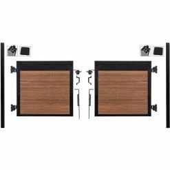 Infinity Euro Estate 10'W x 4'H King Cedar Aluminum/Composite Adjustable Double Fence Gate Kit- IN GROUND ONLY
