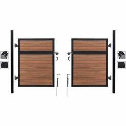 Infinity Euro Estate 10'W x 6'H King Cedar Aluminum/Composite Adjustable Fence Double Gate Kit -IN GROUND ONLY