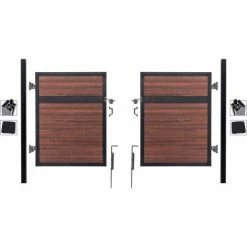 Infinity Euro Estate 10'W x 6'H Black Rose Aluminum/Composite Adjustable Fence Double Gate Kit -IN GROUND ONLY