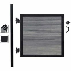 Infinity Euro Full Composite 4'W x 4'H Oxford Grey Aluminum/CompositeAdjustable Single Gate Kit-IN GROUND ONLY