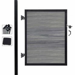 Infinity Euro Full Composite 4'Wx6'H Oxford Grey Aluminum/Composite Adjustable Single Gate Kit-IN GROUND ONLY