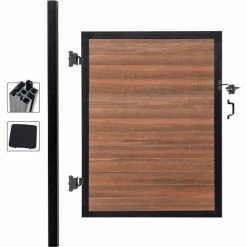 Infinity Euro Full Composite 4'W x 6'H King Cedar Aluminum/Composite Adjustable Fence Gate Kit - IN GROUND ONLY