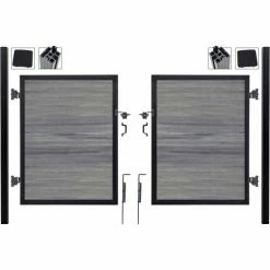 Infinity Euro Full Composite 10'Wx4'H Oxford Gy Aluminum/Composite Adj Fence Double Gate Kit -IN GROUND ONLY