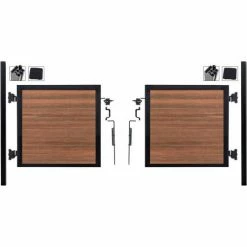 Infinity Euro Full Composite 10'Wx4'H King Cedar Aluminum/Composite Adj Fence Double Gate Kit- IN GROUND ONLY