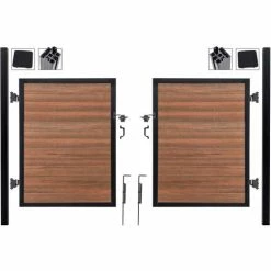 Infinity Euro Full Composite 10'Wx4'H King Cedar Aluminum/Composite Adj Fence Double Gate Kit - IN GROUND ONLY