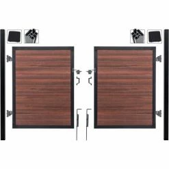 Infinity Euro Full Composite 10'Wx4'H Black Rose Aluminum/Composite Adj Fence Double Gate Kit -IN GROUND ONLY