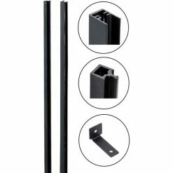 Infinity Euro Full Composite 6'W x4'H Black Rose Aluminum/Composite Horizontal Fence Adder Section - SURFACE MT -Insulation Sales Store TOP BOTTOM RAIL KIT 19