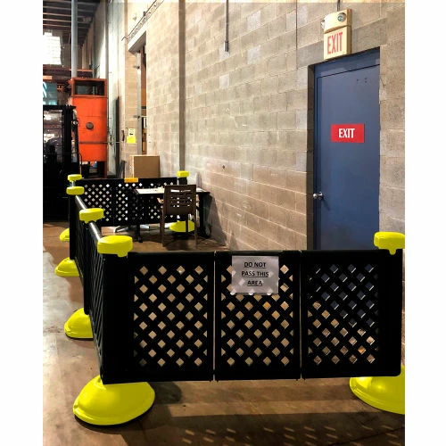 Grosfillex Outdoor Fence Post & Interlocking Base - Brown / Safety Yellow 3 Grosfillex Outdoor Fence Post & Interlocking Base - Brown / Safety Yellow - Image 3