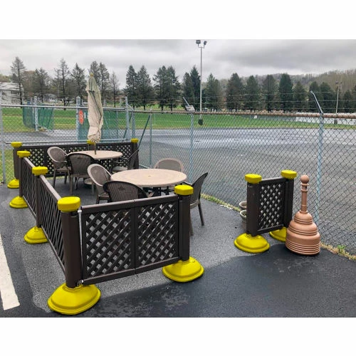 Grosfillex Outdoor Fence Post & Interlocking Base - Brown / Safety Yellow 1 Grosfillex Outdoor Fence Post & Interlocking Base - Brown / Safety Yellow