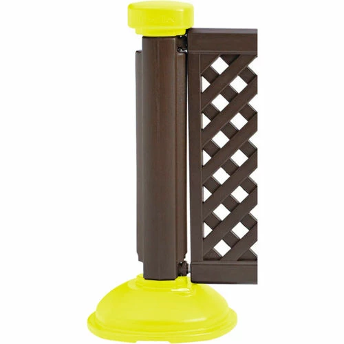 Grosfillex Outdoor Fence Post & Interlocking Base - Brown / Safety Yellow 2 Grosfillex Outdoor Fence Post & Interlocking Base - Brown / Safety Yellow - Image 2